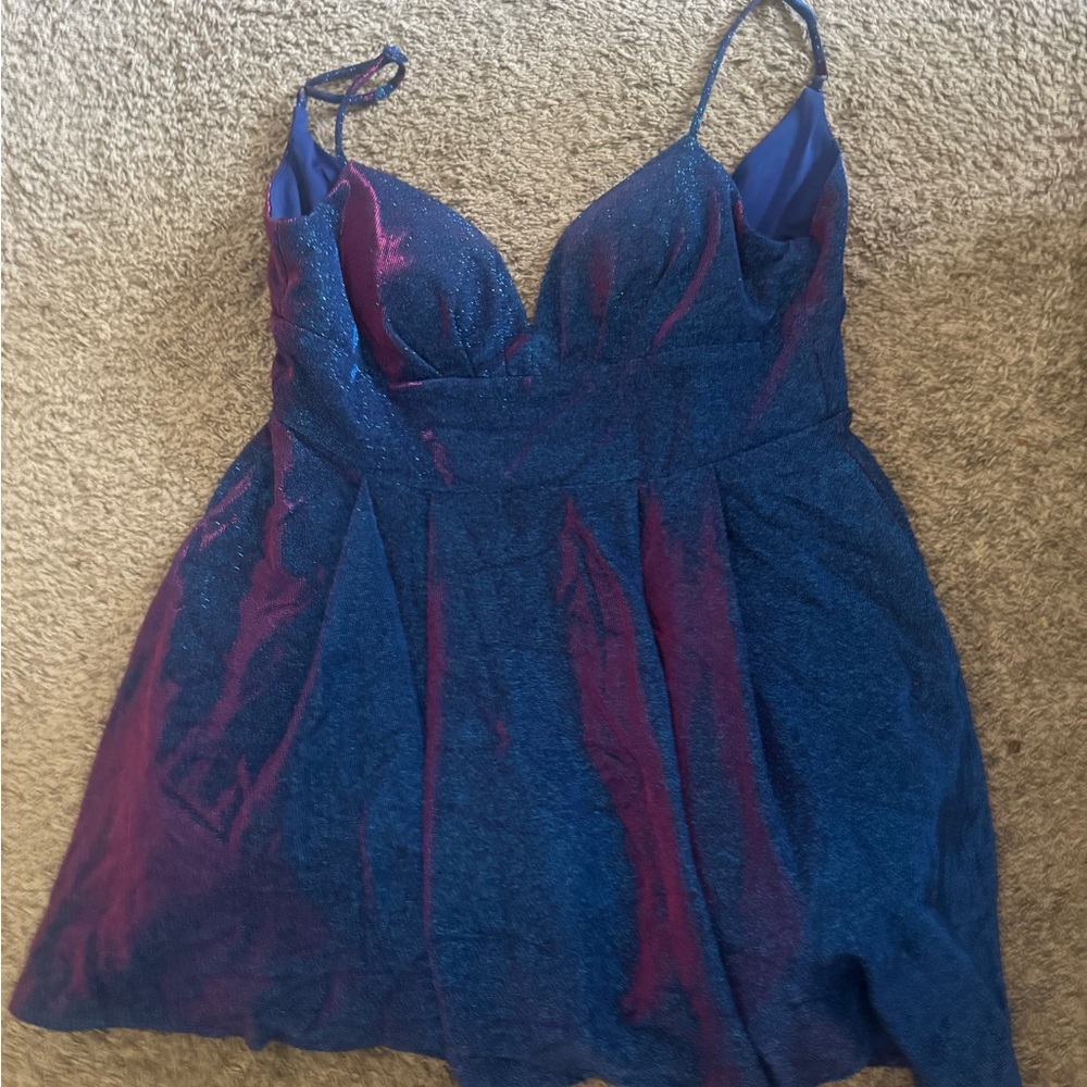 B Darlin Glittering Blue and Red Dress